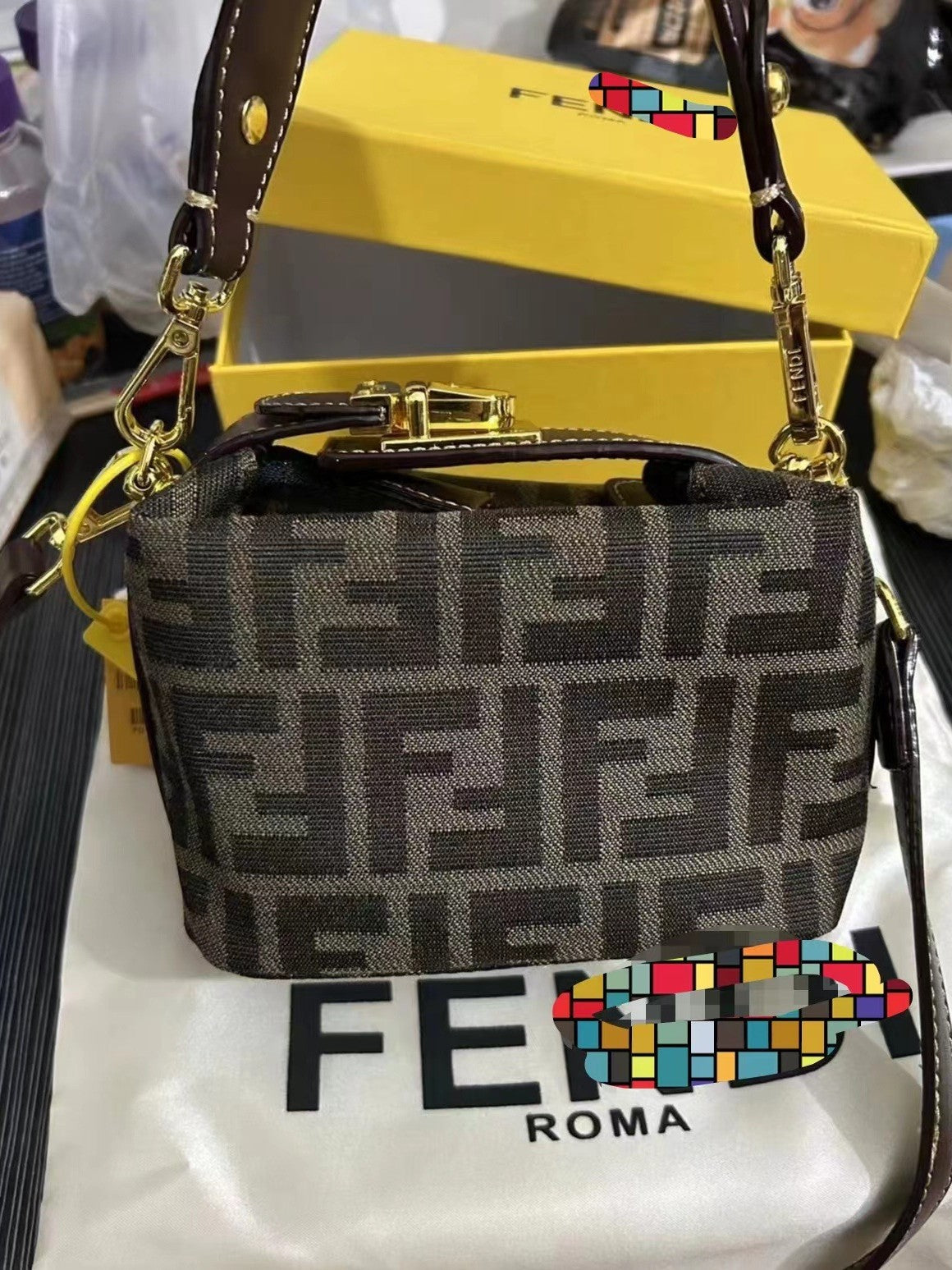 Pre-loved vintage lunch box bag FF old flower pillow bag dog walking bag mini shoulder crossbody bag min handbag women