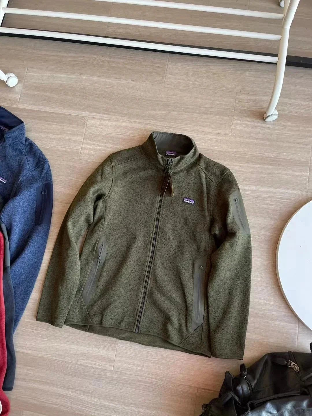 Outdoor knitted fleece hooded cardigan composite fabric for couples