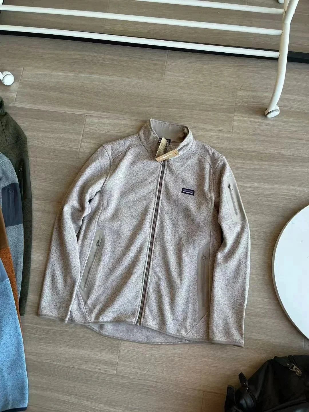 Outdoor knitted fleece hooded cardigan composite fabric for couples