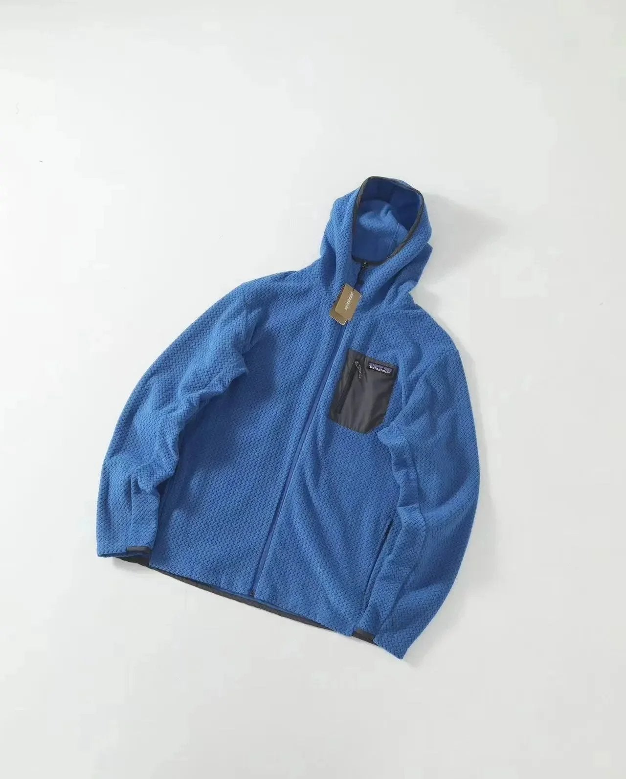 Outdoor knitted fleece hooded cardigan composite fabric for couples